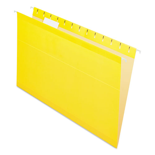 Colored Reinforced Hanging Folders, Legal Size, 1/5-Cut Tabs, Yellow, 25/Box