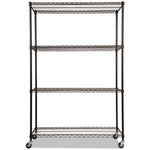 NSF Certified 4-Shelf Wire Shelving Kit with Casters, 48w x 18d x 72h, Black