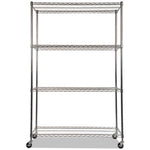 NSF Certified 4-Shelf Wire Shelving Kit with Casters, 48w x 18d x 72h, Silver
