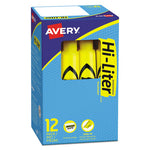 HI-LITER Desk-Style Highlighters, Yellow Ink, Chisel Tip, Yellow/Black Barrel, Dozen