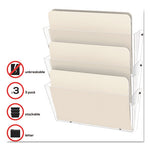 Unbreakable DocuPocket Wall File, 3 Sections, Letter Size, 14.5" x 3" x 6.5", Clear, 3/Pack