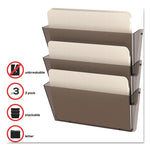 Unbreakable DocuPocket Wall File, 3 Sections, Letter Size, 14.5" x 3" x 6.5", Smoke, 3/Pack