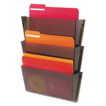 Unbreakable DocuPocket Wall File, 3 Sections, Letter Size, 14.5" x 3" x 6.5", Smoke, 3/Pack