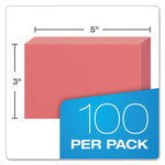 Unruled Index Cards, 3 x 5, Cherry, 100/Pack