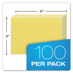 Unruled Index Cards, 4 x 6, Canary, 100/Pack