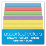 Ruled Index Cards, 5 x 8, Blue/Violet/Canary/Green/Cherry, 100/Pack