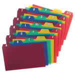 Durable Poly A-Z Card Guides, 1/5-Cut Top Tab, A to Z, 3 x 5, Assorted Colors, 25/Set