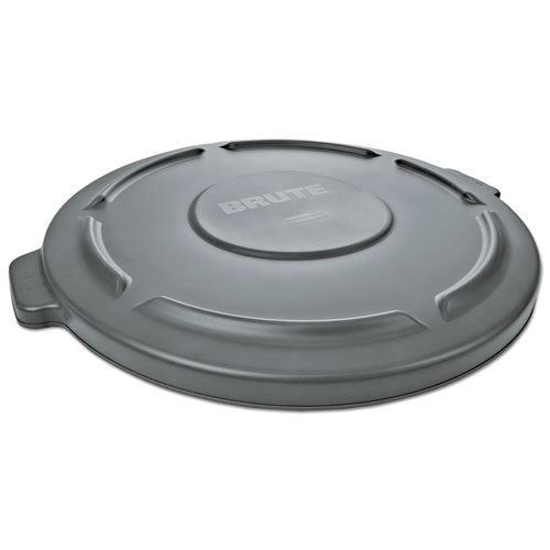 BRUTE Self-Draining Flat Top Lids for 55 gal Round BRUTE Containers, 26.75" Diameter, Gray