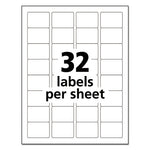 Durable Permanent ID Labels with TrueBlock Technology, Laser Printers, 1.25 x 1.75, White, 32/Sheet, 50 Sheets/Pack