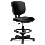 Volt Series Leather Adjustle Task Stool, Supports Up to 275 lb, 22.88" to 32.38" Seat Height, Black