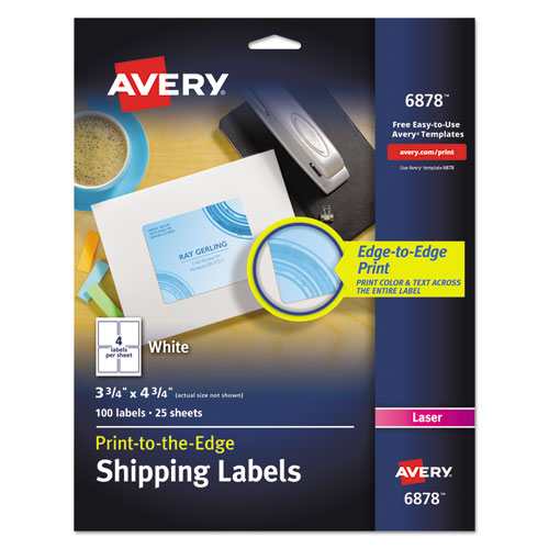 Vibrant Laser Color-Print Labels w/ Sure Feed, 3.75 x 4.75, White, 100/PK