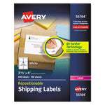 Repositionable Shipping Labels w/SureFeed, Laser, 3.33 x 4, White, 600/Box