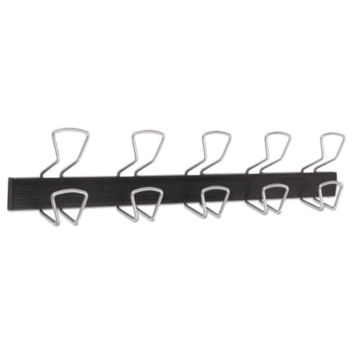 Wall-Mount Coat Hooks, 29.92 x 2.95 x 6.45, Metal, Silver, 22 lb Capacity