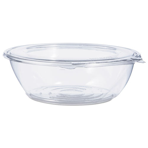 Tamper-Resistant, Tamper-Evident Bowls with Flat Lid, 48 oz, 8.9" Diameter x 2.8"h, Clear, Plastic, 100/Carton