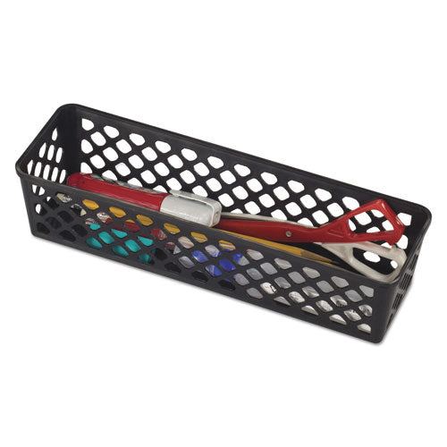 Recycled Supply Basket, Plastic, 10.13 x 3.06 x 2.38, Black, 3/Pack