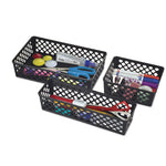 Recycled Supply Basket, Plastic, 10.13 x 3.06 x 2.38, Black, 3/Pack