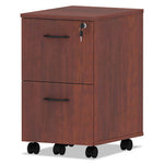 Alera Valencia Series Mobile Pedestal, Left or Right, 2 Legal/Letter-Size File Drawers, Medium Cherry, 15.38" x 20" x 26.63"