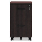 Alera Valencia Series Mobile Pedestal, Left or Right, 2 Legal/Letter-Size File Drawers, Mahogany, 15.38" x 20" x 26.63"