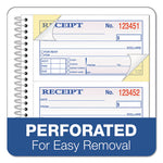 Spiralbound Money and Rent Receipt Book, Two-Part Carbonless, 4.75 x 2.75, 4 Forms/Sheet, 200 Forms Total