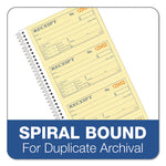 Spiralbound Money and Rent Receipt Book, Two-Part Carbonless, 4.75 x 2.75, 4 Forms/Sheet, 200 Forms Total