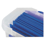 Heavy-Duty Portable File Box, Letter Files, 14.25" x 8.63" x 11.06", Clear/Blue