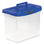 Heavy-Duty Portable File Box, Letter Files, 14.25" x 8.63" x 11.06", Clear/Blue