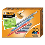 Round Stic Xtra Precision Ballpoint Pen Value Pack, Stick, Medium 1 mm, Assorted Ink and Barrel Colors, 60/Pack