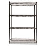 NSF Certified Industrial Four-Shelf Wire Shelving Kit, 48w x 24d x 72h, Black