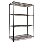 NSF Certified Industrial Four-Shelf Wire Shelving Kit, 48w x 24d x 72h, Black