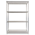 NSF Certified Industrial Four-Shelf Wire Shelving Kit, 48w x 24d x 72h, Silver