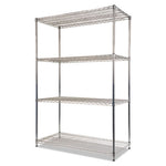 NSF Certified Industrial Four-Shelf Wire Shelving Kit, 48w x 24d x 72h, Silver