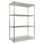 NSF Certified Industrial Four-Shelf Wire Shelving Kit, 48w x 24d x 72h, Silver