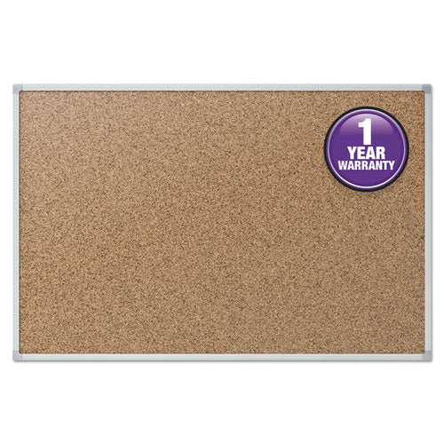 Cork Bulletin Board, 36 x 24, Tan Surface, Silver Aluminum Frame