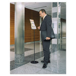 Sherpa Infobase Sign Stand, Acrylic/Metal, 40" to 60" High, Gray