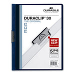 DuraClip Report Cover, Clip Fastener, 8.5 x 11, Clear/Navy, 25/Box