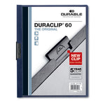 DuraClip Report Cover with Clip Fastener, 8.5 x 11, Clear/Navy, 25/Box