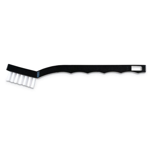 Flo-Pac Utility Toothbrush Style Maintenance Brush, White Nylon Bristles, 7.25" Brush, 7" Black Polypropylene Handle