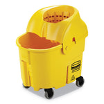 WaveBrake Institution Bucket and Wringer Combos, Down-Press, 35 qt, Plastic, Yellow