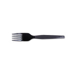 Plastic Cutlery, Heavy Mediumweight Forks, Black, 100/Box