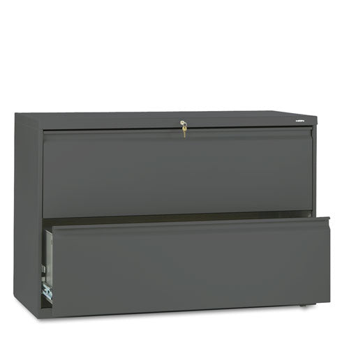 Brigade 800 Series Lateral File, 2 Legal/Letter-Size File Drawers, Charcoal, 42" x 18" x 28"