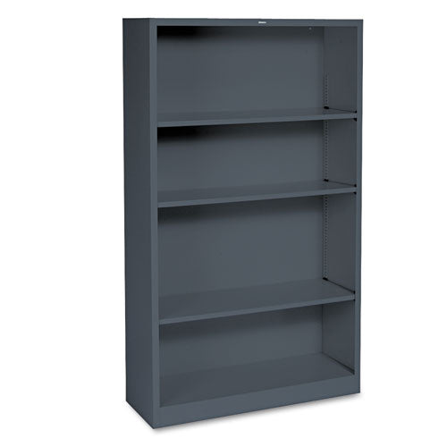 Metal Bookcase, Four-Shelf, 34.5w x 12.63d x 59h, Charcoal