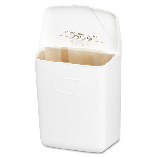 Wall Mount Sanitary Napkin Receptacle-PPC, 1 gal, PPC Plastic, White