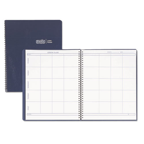 Recycled Lesson Plan Book, Weekly, Two-Page Spread (Eight Classes), 11 x 8.5, Blue Cover