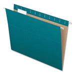 Colored Hanging Folders, Letter Size, 1/5-Cut Tabs, Teal, 25/Box