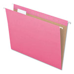 Colored Hanging Folders, Letter Size, 1/5-Cut Tabs, Pink, 25/Box