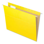 Colored Hanging Folders, Letter Size, 1/5-Cut Tabs, Yellow, 25/Box