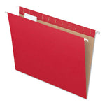 Colored Hanging Folders, Letter Size, 1/5-Cut Tabs, Red, 25/Box