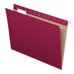 Colored Hanging Folders, Letter Size, 1/5-Cut Tabs, Burgundy, 25/Box