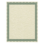Parchment Certificates, Traditional, 8.5 x 11, Ivory with Green Border, 50/Pack