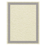 Parchment Certificates, Antique, 8.5 x 11, Ivory with Blue/Silver Foil Border, 50/Pack